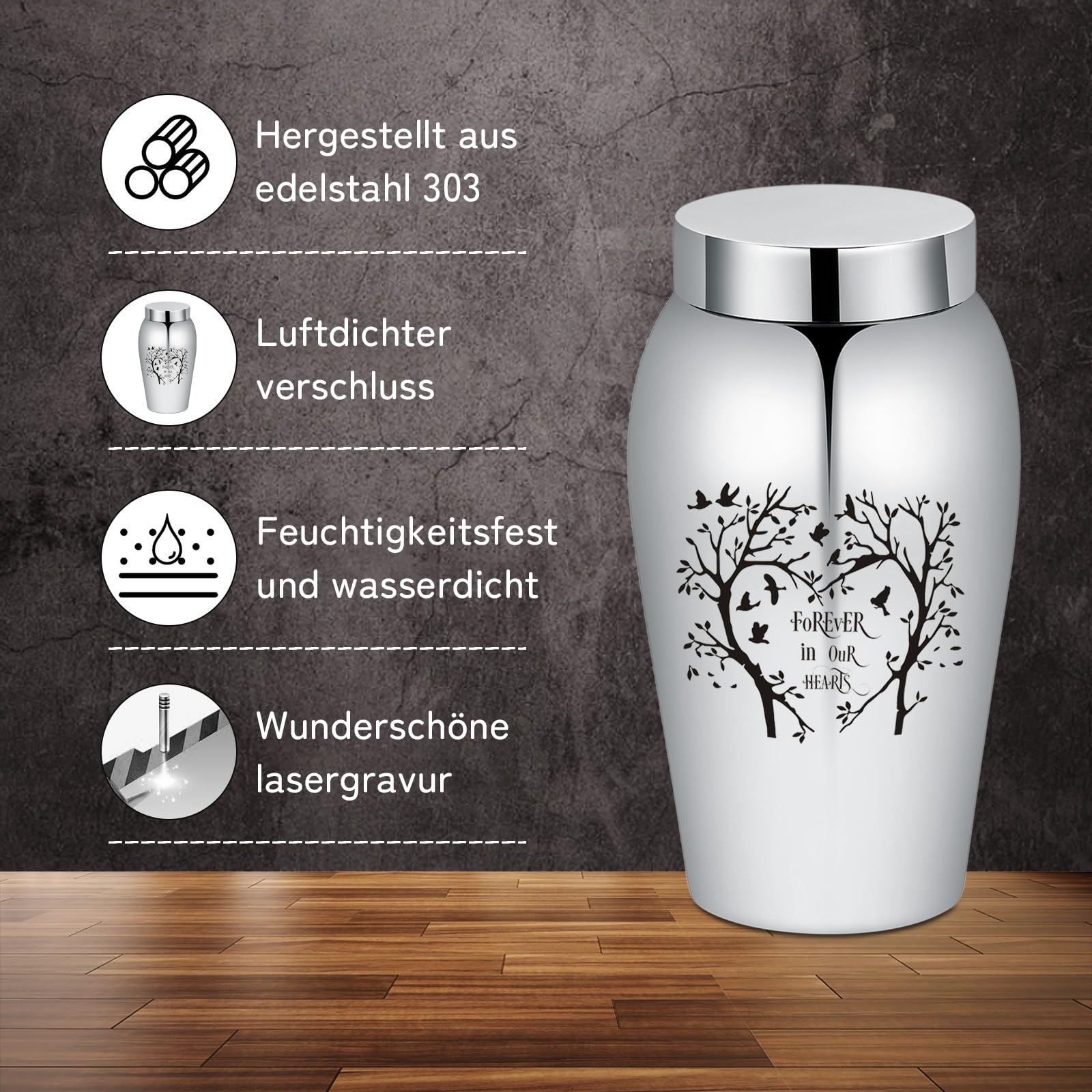 Urns for People Ashes Keepsake Cremation Urn Personal Funeral Urn for Pet or Human Ashes Memorial Ash Keepsake (Bird Tree) - Image 2