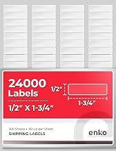 enKo 1/2 x 1-3/4 in 24000 Address, Shipping and Business Sticker Labels | 300 Sheets Printable Blank White, Jam-Free Strong Adhesive, Address and Barcode Labels for Laser and Inkjet Printers