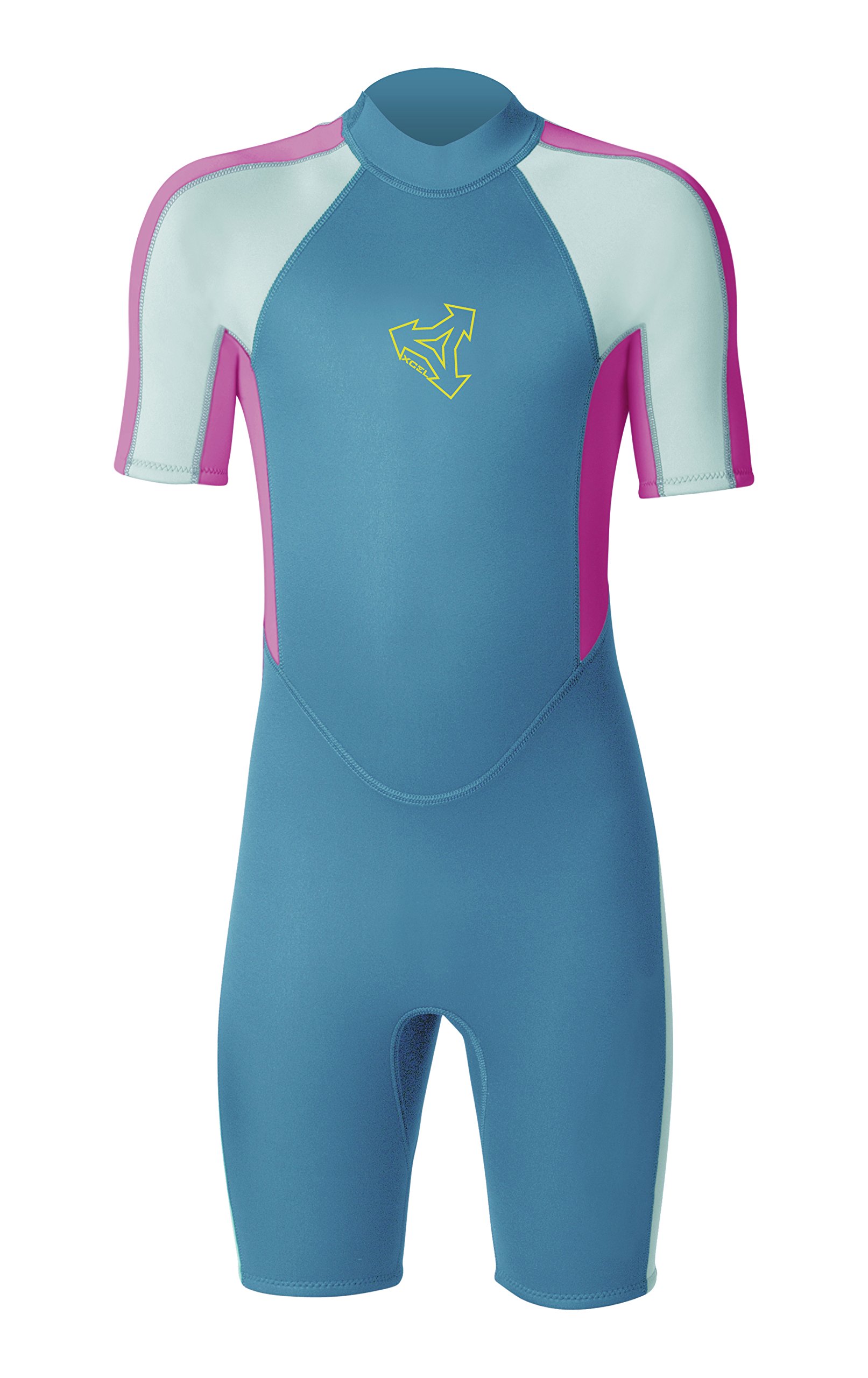 Xcel Youth 2mm Axis Springsuit, Lake Blue/Pink/Honey Dew, Size 12