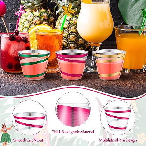 Vista 224 de Gejoy Vasos de plástico con borde de 9 onzas, vasos desechables para beber vino, vasos transparentes y elegantes de Halloween para suministros