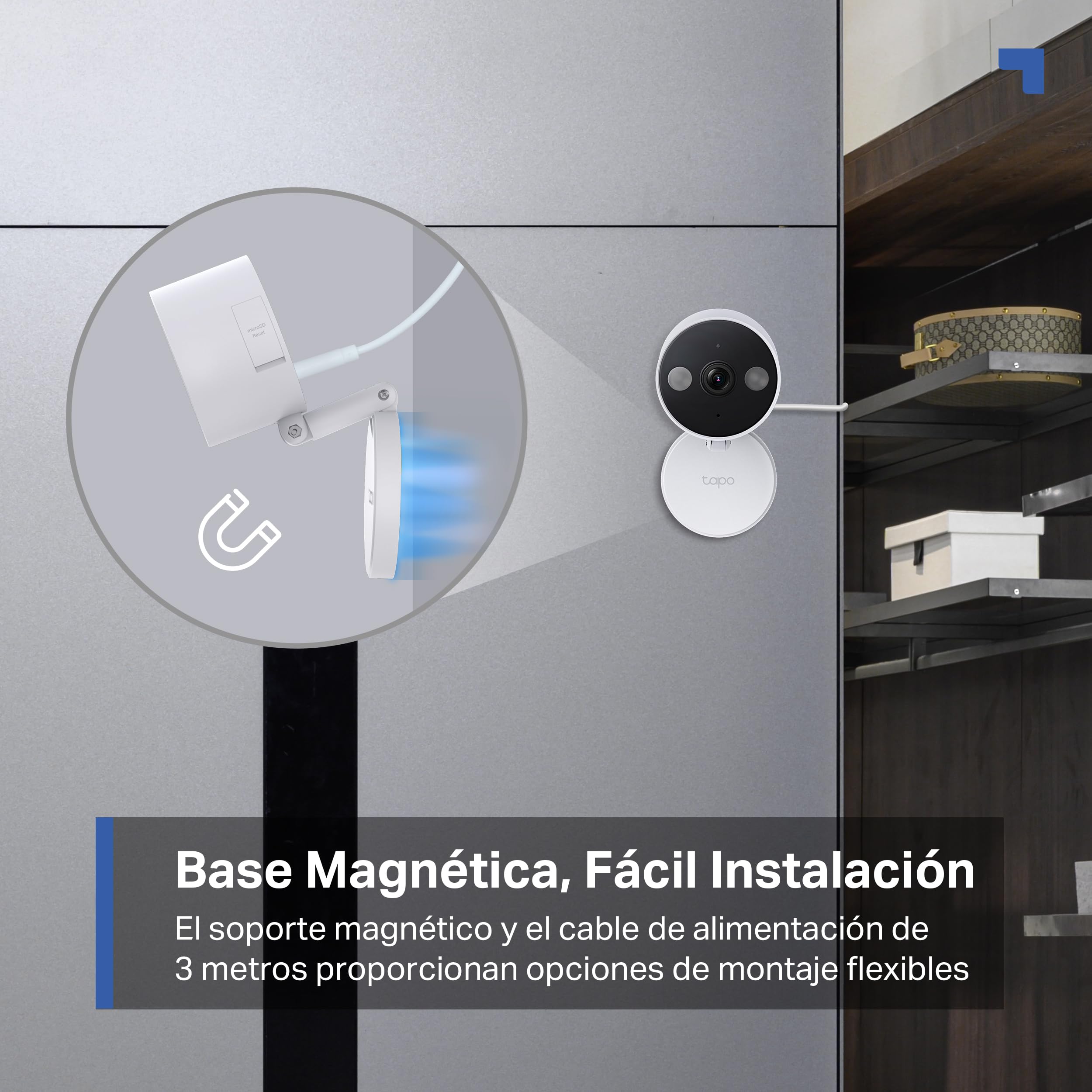 Tapo C120-2K 4MP Cámara de vigilancia para Interior y Exterior, Base magnética,focos duales, Admite Tarjeta SD de hasta 512 GB, IP66, Compatible con Alexa y Google Assistant