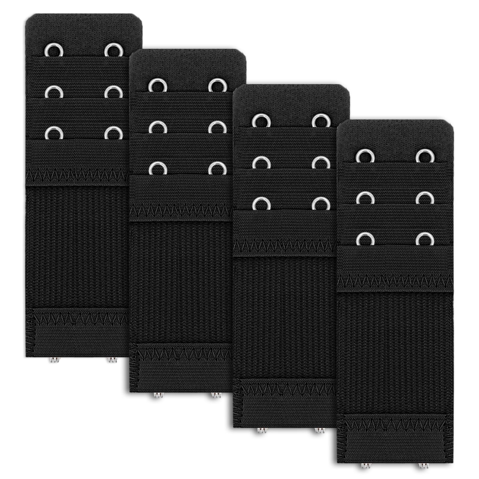 Piriuuo 4 Stück BH Verlängerung, 9,7 x 3,2 cm Damen BH-Verlängerer BH Erweiterung 2 Haken 3 Reihen Elastische Unterwäsche Verlängerungsschnalle Weiches Polyester BH Verschluss Verlängerung
