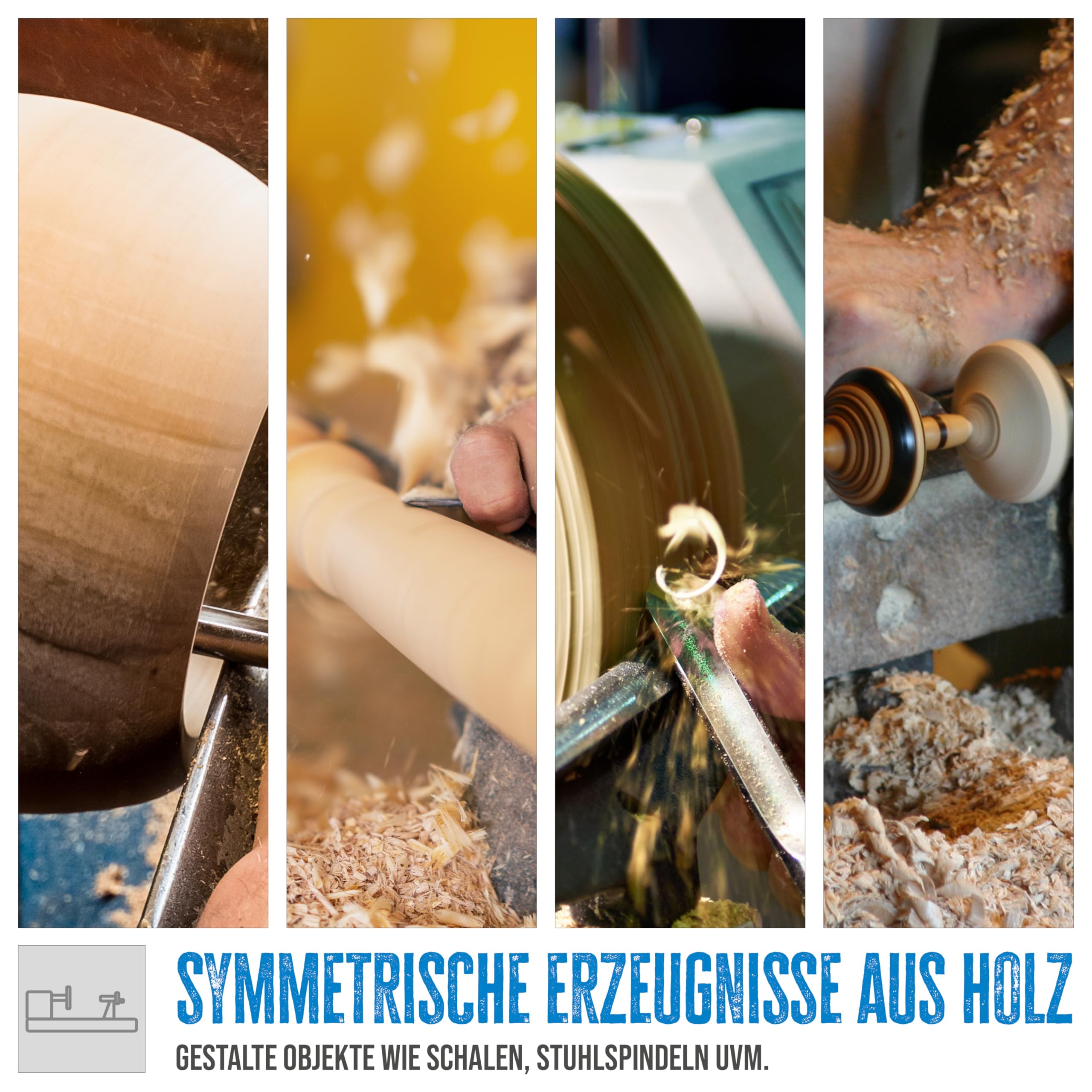 Güde Drechselmaschine GDM 600 (Getriebemotor 550 W, 800-3000 1/min, Softstarter, variable Geschwindigkeit, M18-Gewinde, Körnerspitze, Reitstock, Werkzeugauflage, für Werkstücke bis 600 mm/ø 250 mm)