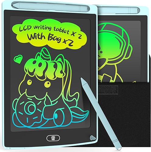 LEYAOYAO Paquete de 2 tabletas de escritura LCD de 8.5 pulgadas con bolsa, almohadilla de dibujo de pantalla colorida, juguete educativo de