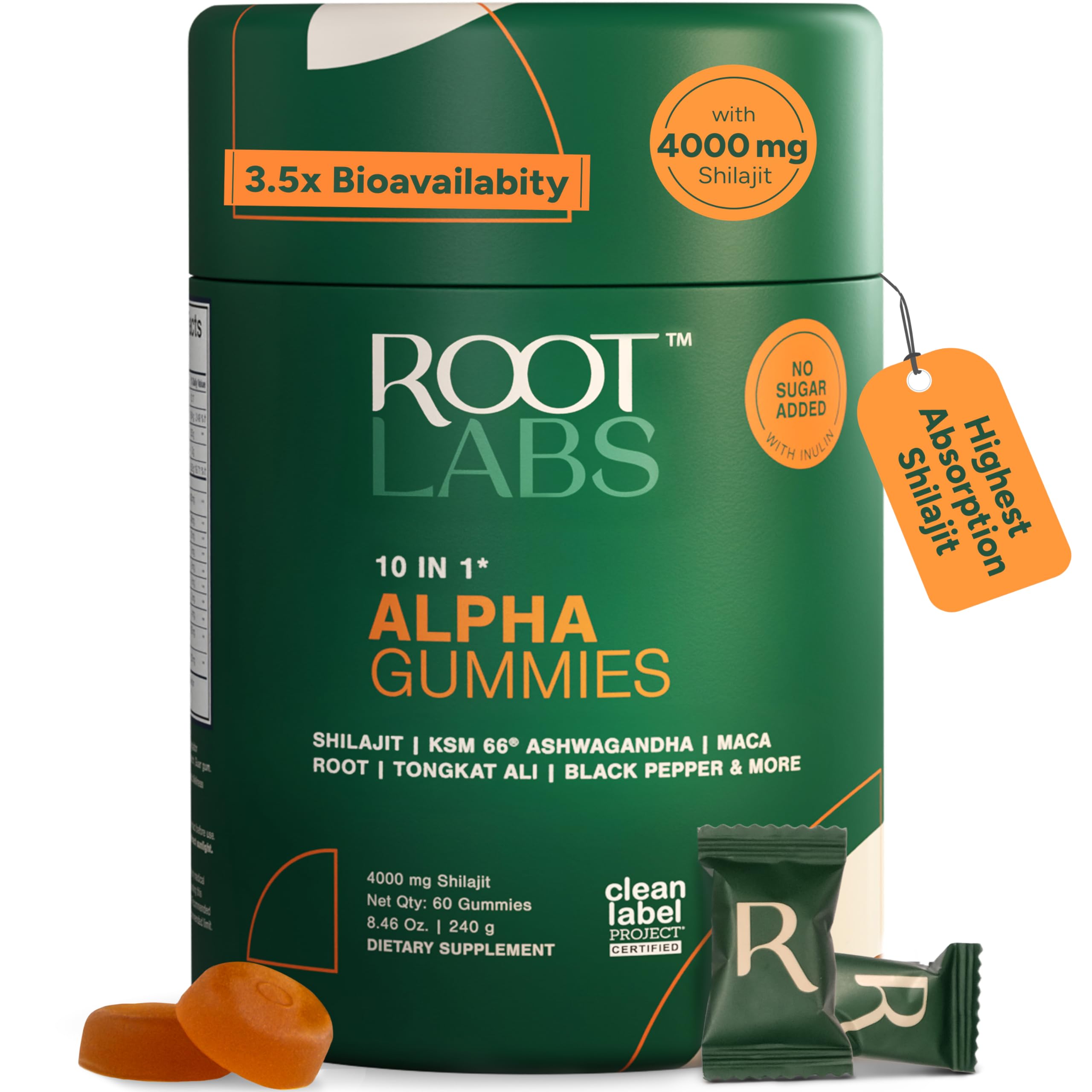 10-in-1 Alpha Shilajit Gummies | 4000 mg Pure Himalayan Shilajit, Tongkat Ali, Maca Root, 75% Fulvic Acid | ShilAbsorb Bioavailability Tech | Sugar-Free Vegan, 85+ Trace Minerals | 60 Pack