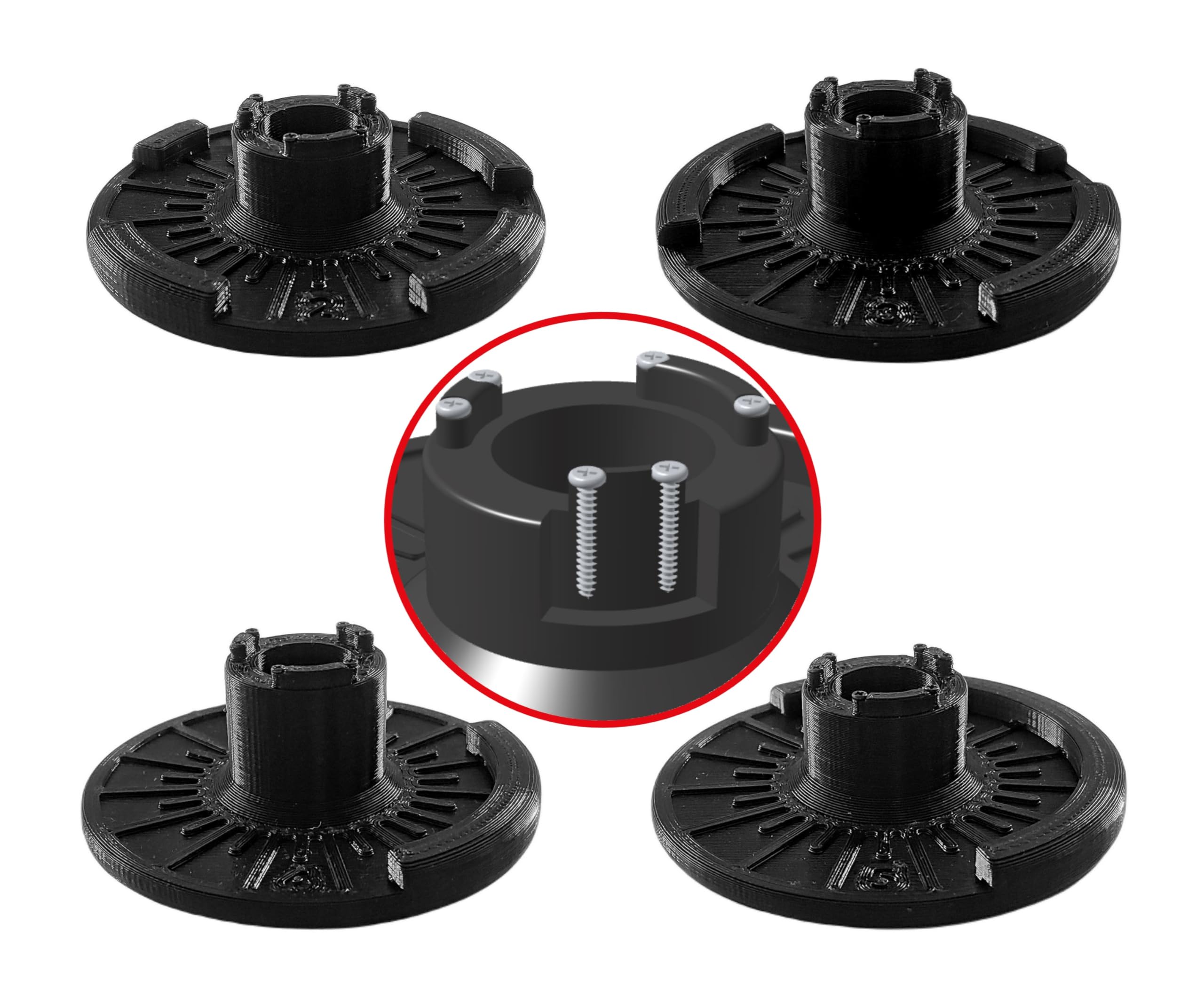 NEW More Durable Design Replacement Discs #2, 3, 4, 5 for Nautilus/Bowflex 552 SelectTech Adjustable Dumbbells Series 2. Steel Pin Reinforced. 3D printed from durable PETG plastic., Black