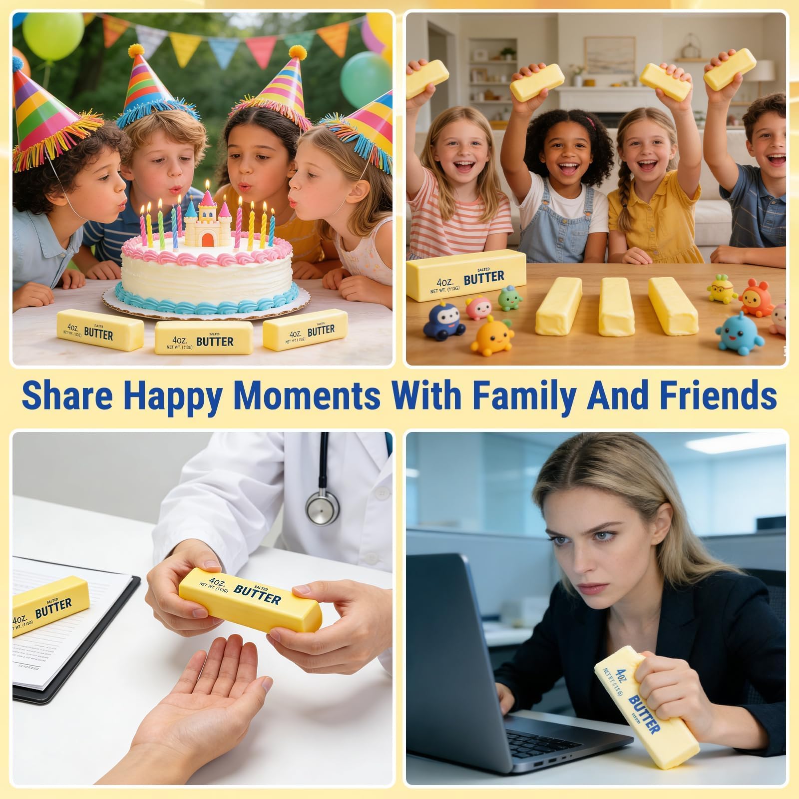 2 Pezzi Butter Squishy, Pallina Antistress Adulti, Burro Giocattolo da Schiacciare Antistress, Squishies Squeeze Giocattoli Decompressione, Regalini Fine Festa Gadget Compleanno Bambini (C)