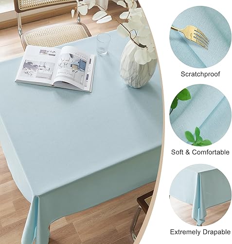 Miniatura 5 de AUSSPVOCT Mantel rectangular de lino de 54 x 70 pulgadas, impermeable, resistente a las manchas, lavable, para decoración de mesa de comedor,