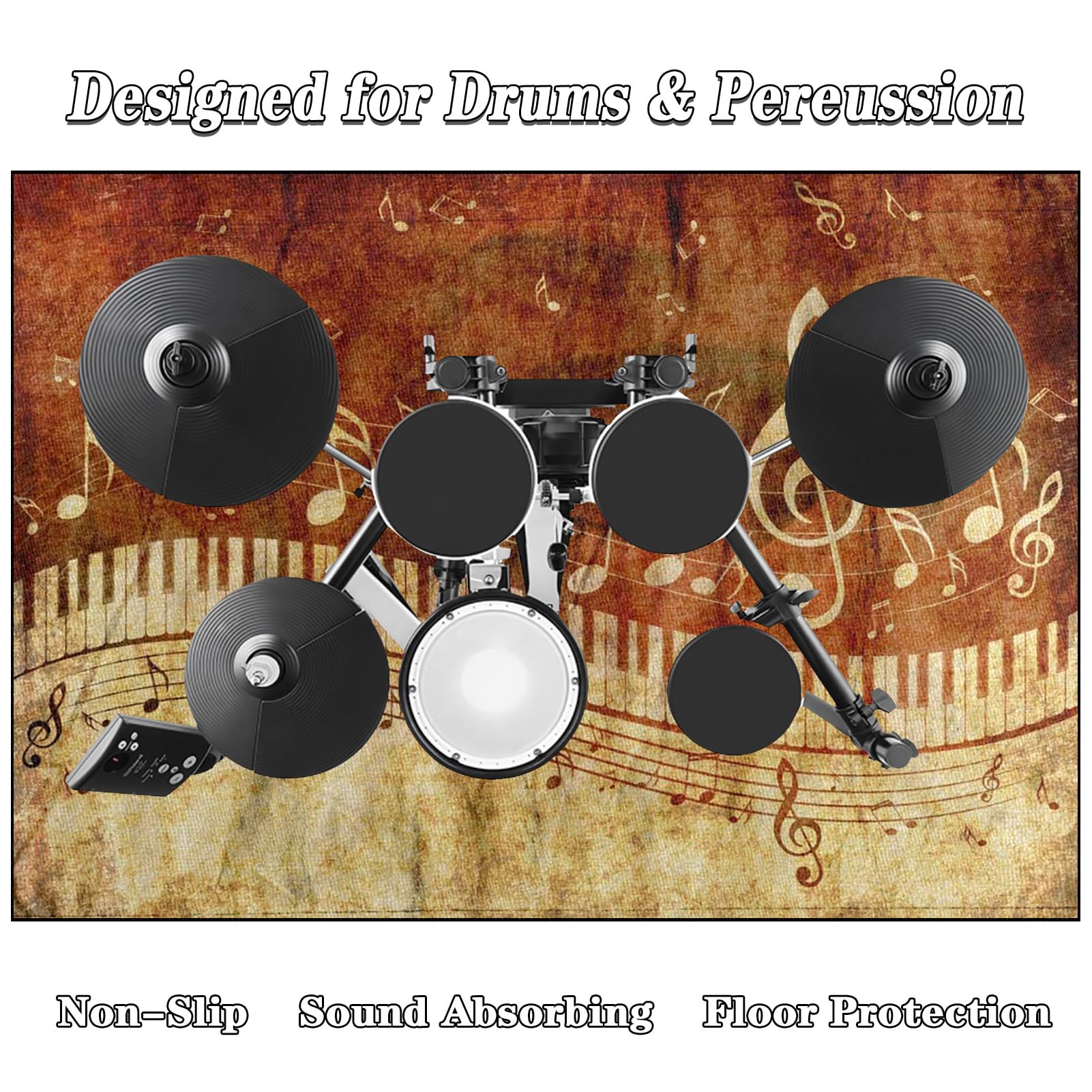 Schlagzeugteppich - Drum Teppich Schlagzeug Teppich - Rutschfester Trommel Teppiche - 230 x 180 cm Schallschutz Teppich Schallschutzmatte für Bass Drum Snare Drum - Schallschutzteppich