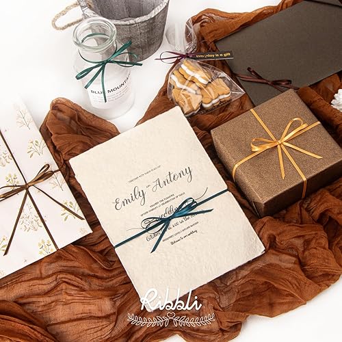 Miniatura 5 de Ribbli - Cinta de satén verde musgo de 18 pulgadas x 100 yardas, cinta delgada de doble cara verde musgo, uso para tarjeta de invitación de boda,