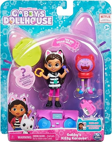 Miniatura 2 de Gabby's Dollhouse, Kitty, juego de karaoke con 2 figuras de juguete, 2 accesorios, entrega y muebles de pieza, juguetes para niños a partir de 3 años