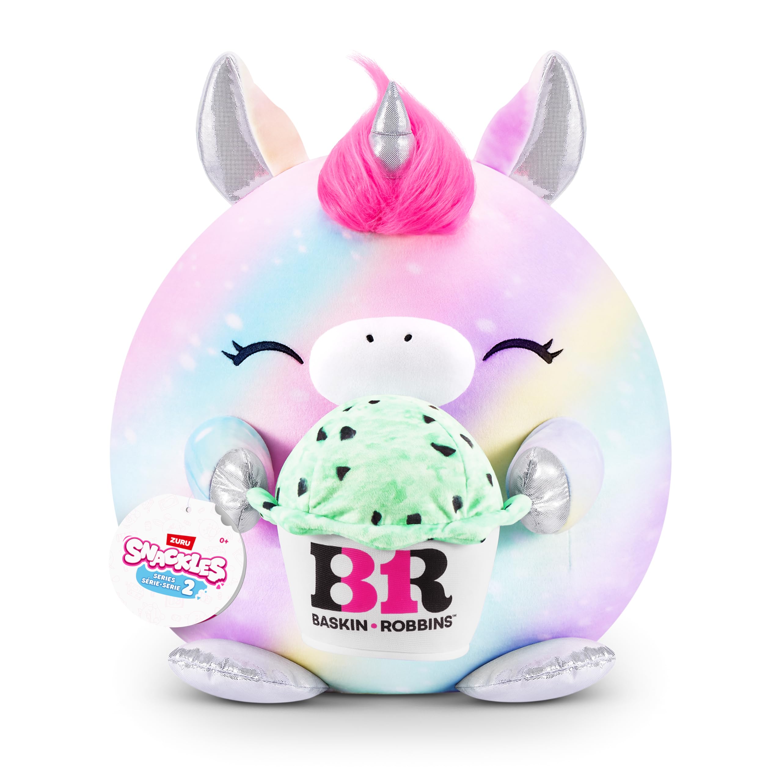 Snackles Series 2 Wave 2, Snack Swap, Unicorn, 35 cm by ZURU Cuddly Squishy Comfort Plush with License Snack Brand Accessory (Unicorn, Baskin-Robbins) โ image 1