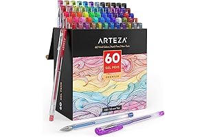 ARTEZA Gel Pens Colored Set of 60, Fine Point Pens for Journaling and Coloring