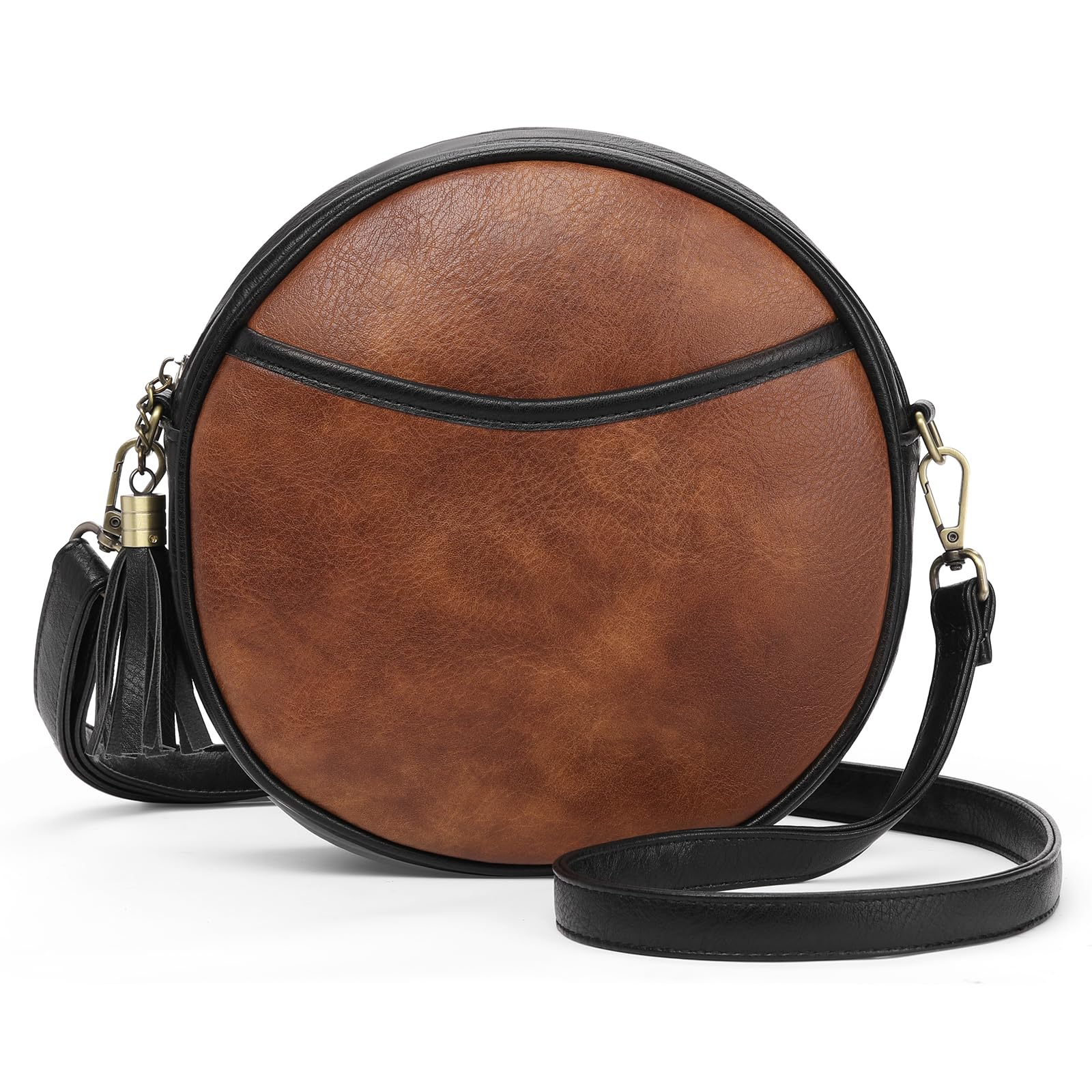 GAEKEAO Vegan Leather Crossbody Bags for Women Circle Cross Body Shoulder Bag Purses Handbags with Adjustable Straps