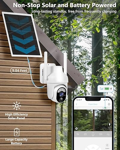 Miniatura 6 de Cámaras de seguridad celular 4G LTE inalámbricas al aire libre con tarjeta SIM sin WiFi 2K 360 View Cámaras solares con batería para seguridad en el