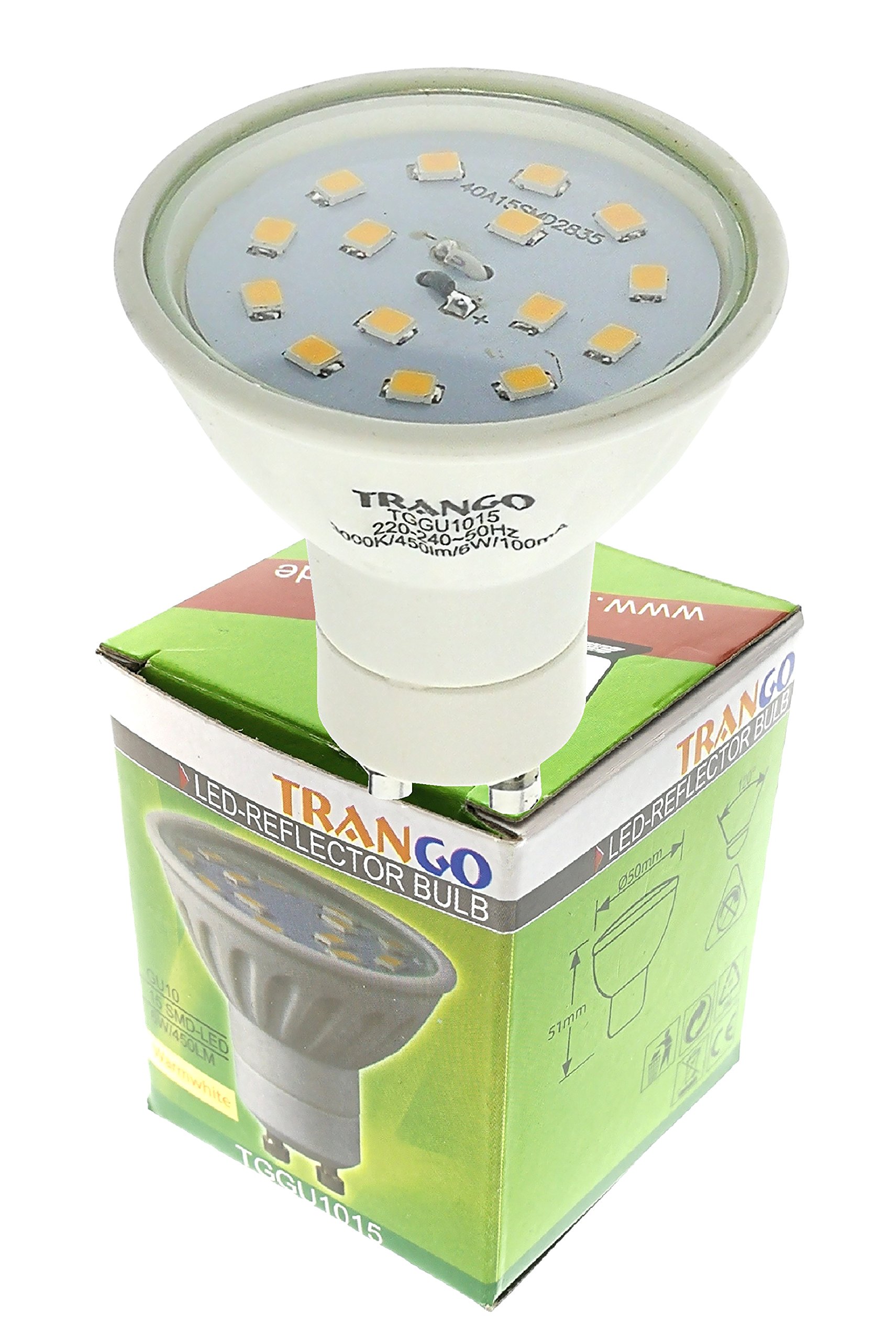 Trango 12er Set IP44 Einbaustrahler in Chrom 6729IP-128GUSDAK Bad, Dusche, Sauna inkl. 12x 5 Watt 3-Stufen dimmbar GU10 LED Leuchtmittel 3000K warmweiß Einbauleuchten Edelstahl lackiert rostfrei