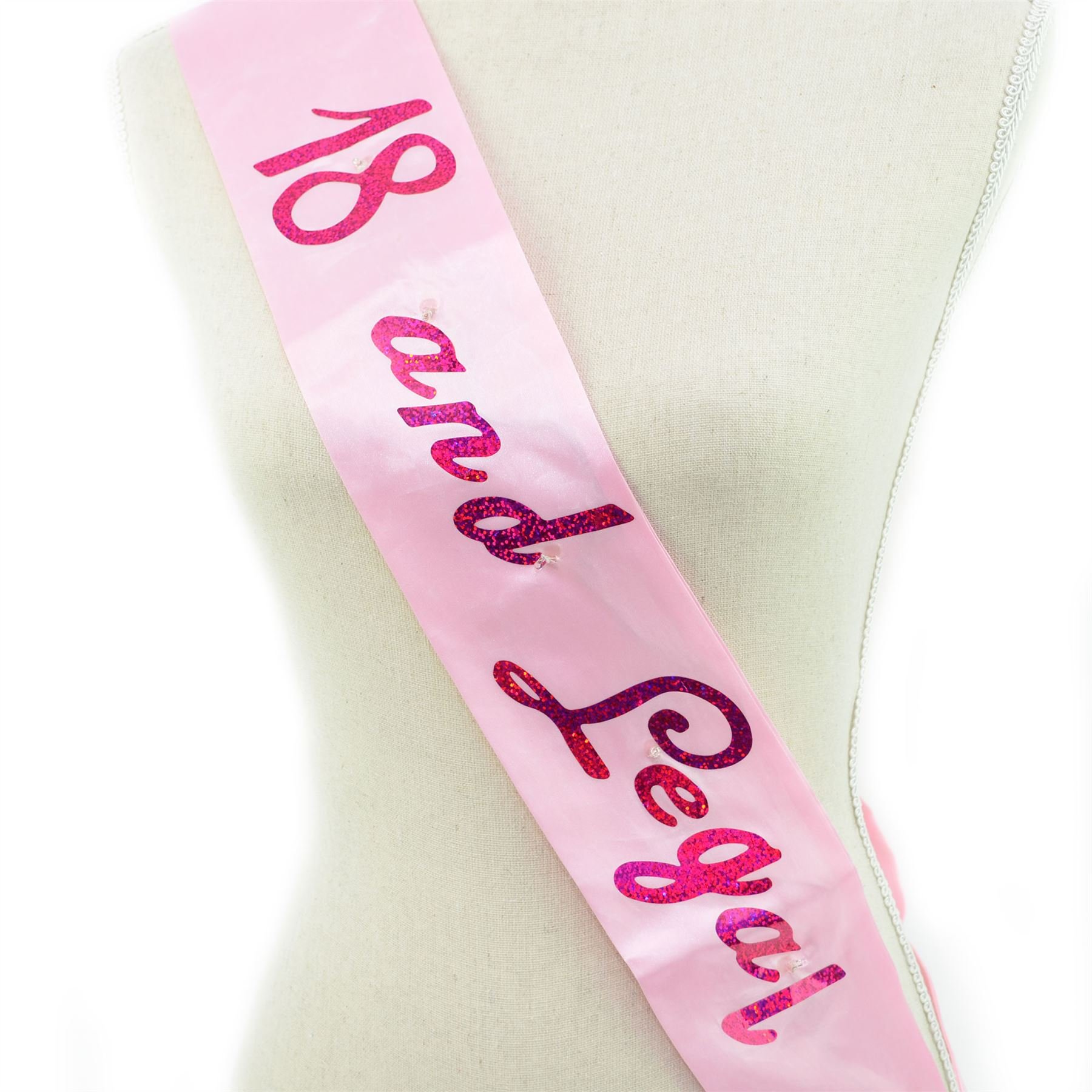 Shatchi Girls Pink Flashing Led 18 And Legal 18Th Birthday Sash Gifts Party Decorations Banner Dress Up Accessories,