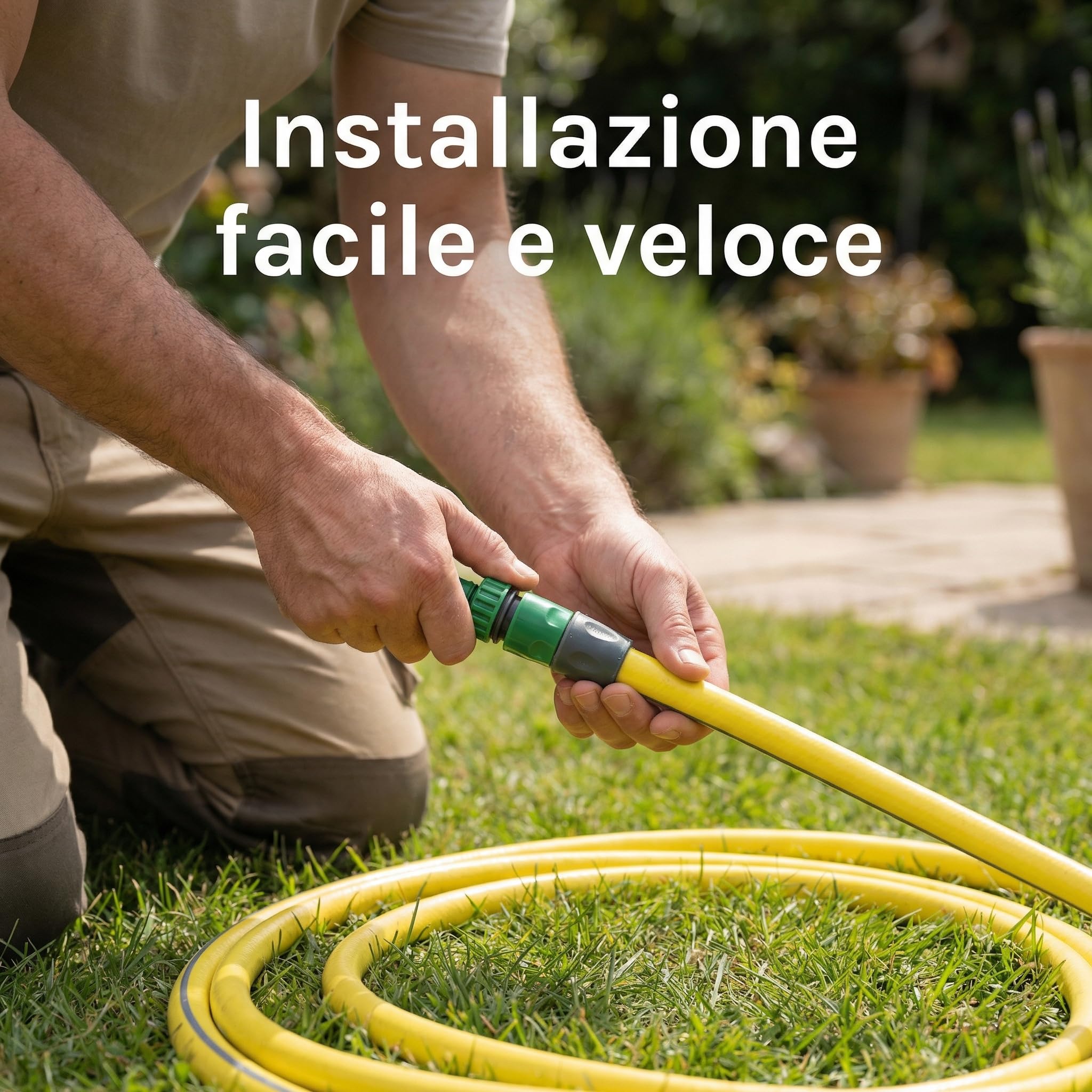 MAKA Kit Tubo Acqua Giardino 5/8 Pollice 50 Metri 3 Strati 12.5mm con Accessori Innesto Rapido Pressione 20 Bar Flessibile Retinato Resiste Caldo Gelo UV Riciclabile (5/8" 50 metri)
