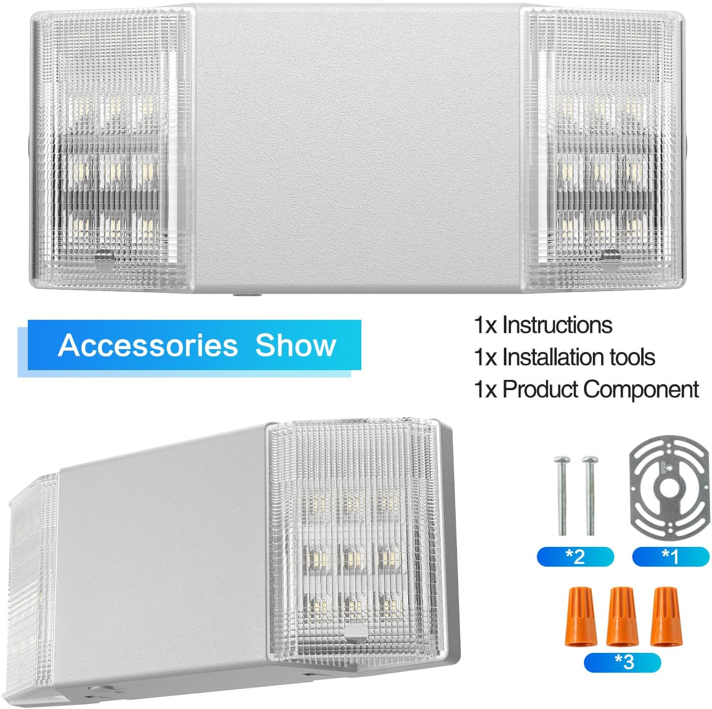 Spectsun 6 Packs Hardwired Emergency Exit Light Fixtures for Business, with Battery Backup, Two Head Adjustable LED Emergency Lighting, UL 924 Certified，AC 120/277V.