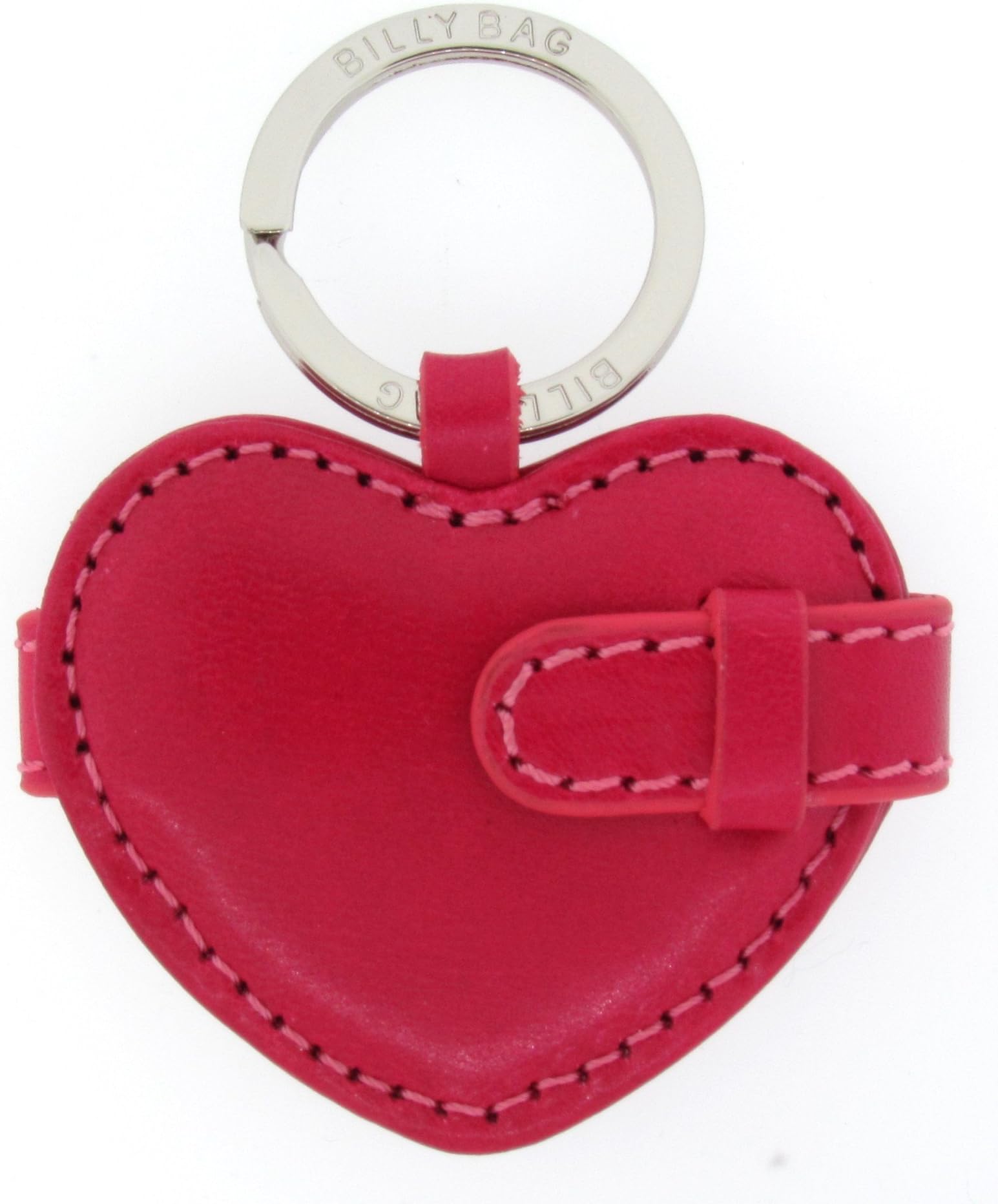 Billy BagReal Leather Double Heart Photo Keyring - Pink