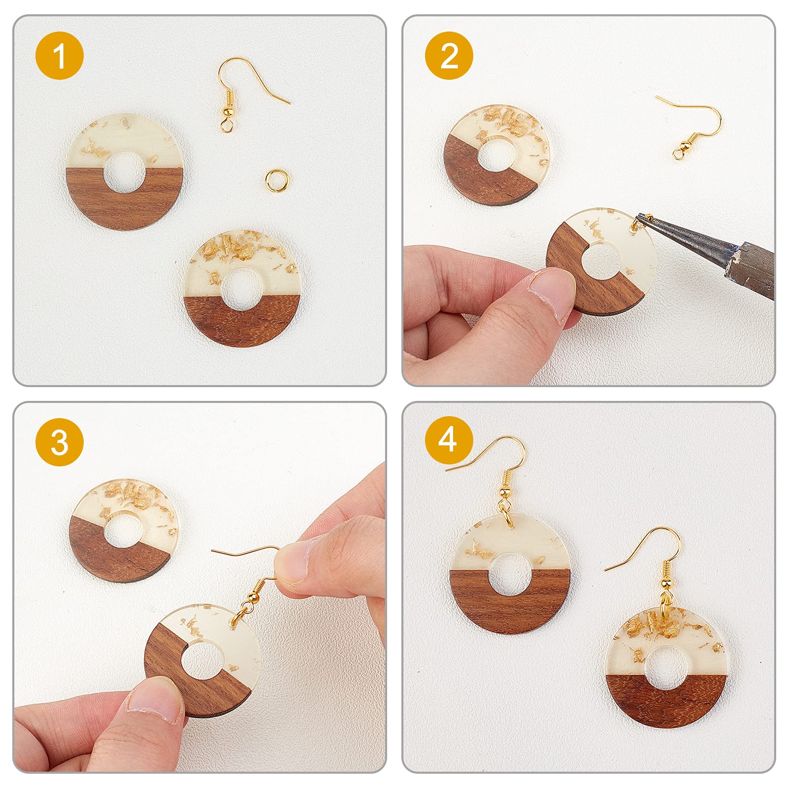 Kit Fabrication Boucles D'oreilles Résine Et Bois - 20 Pendentifs Trapèze, Crochets, Anneaux - 10 Couleurs, Boîte Rangement - DIY Bijoux