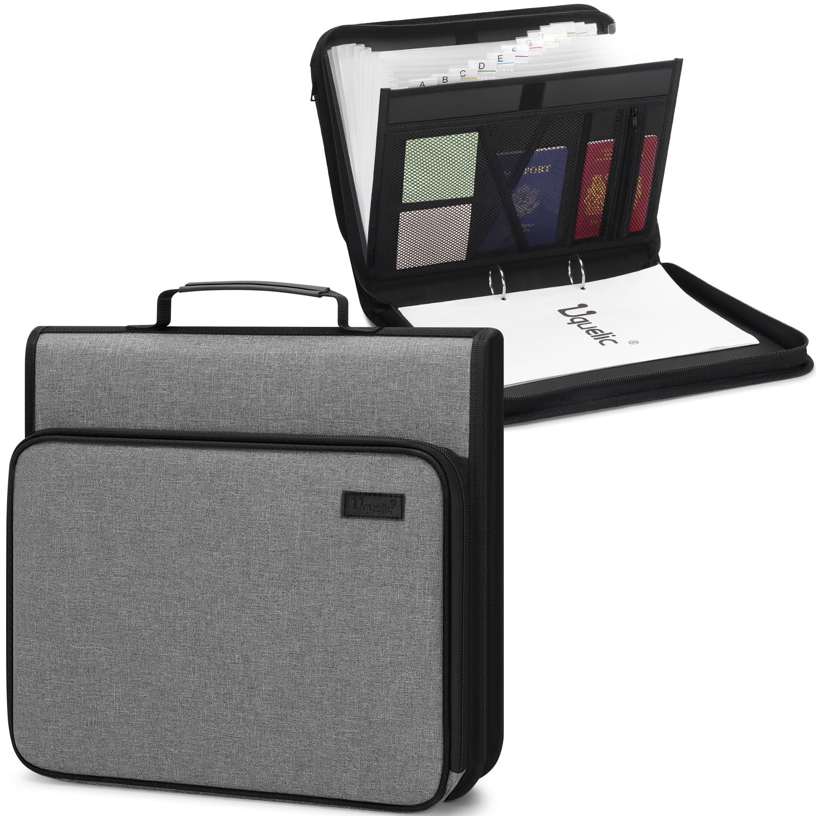 Cartella Portadocumenti Espandibile A4 - 13 Scomparti Colorati, Twill Nero, Impermeabile