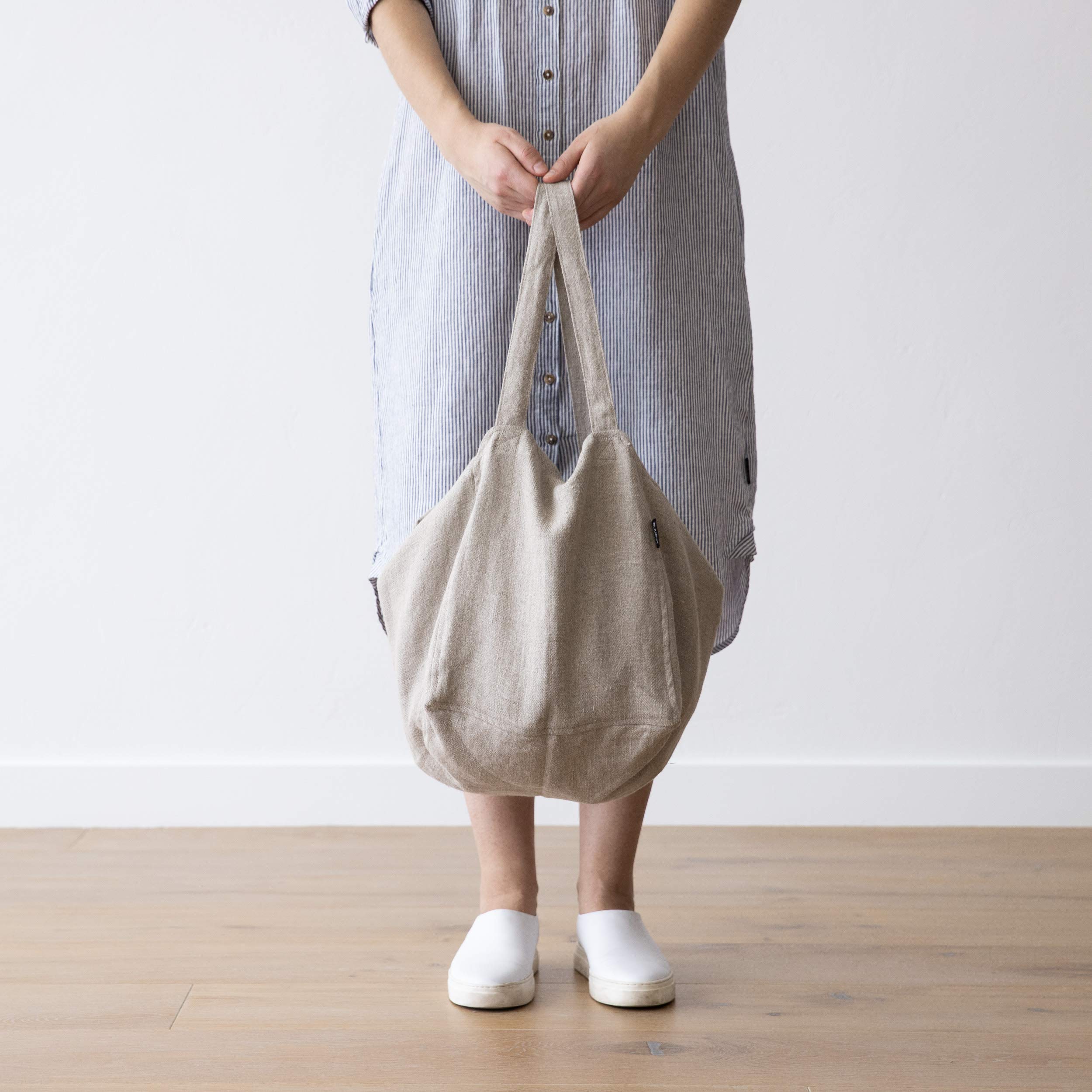 LinenMe Strandtasche Natur Leinen Lara