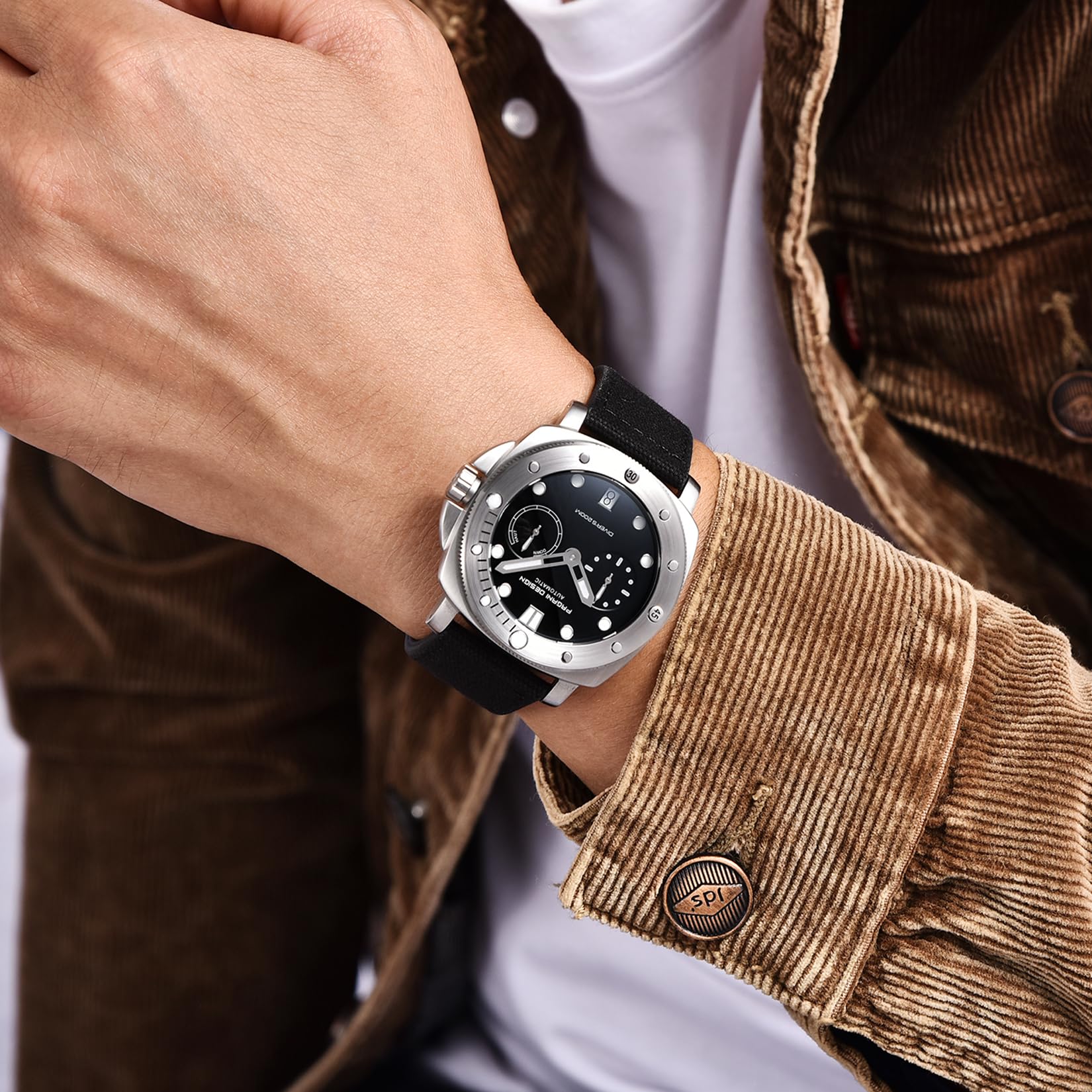 Pagani Design Orologio Automatico Da Uomo Cinturino In Nylon Resistente All'Acqua Ghiera Girevole Vetro Zaffiro Data Display