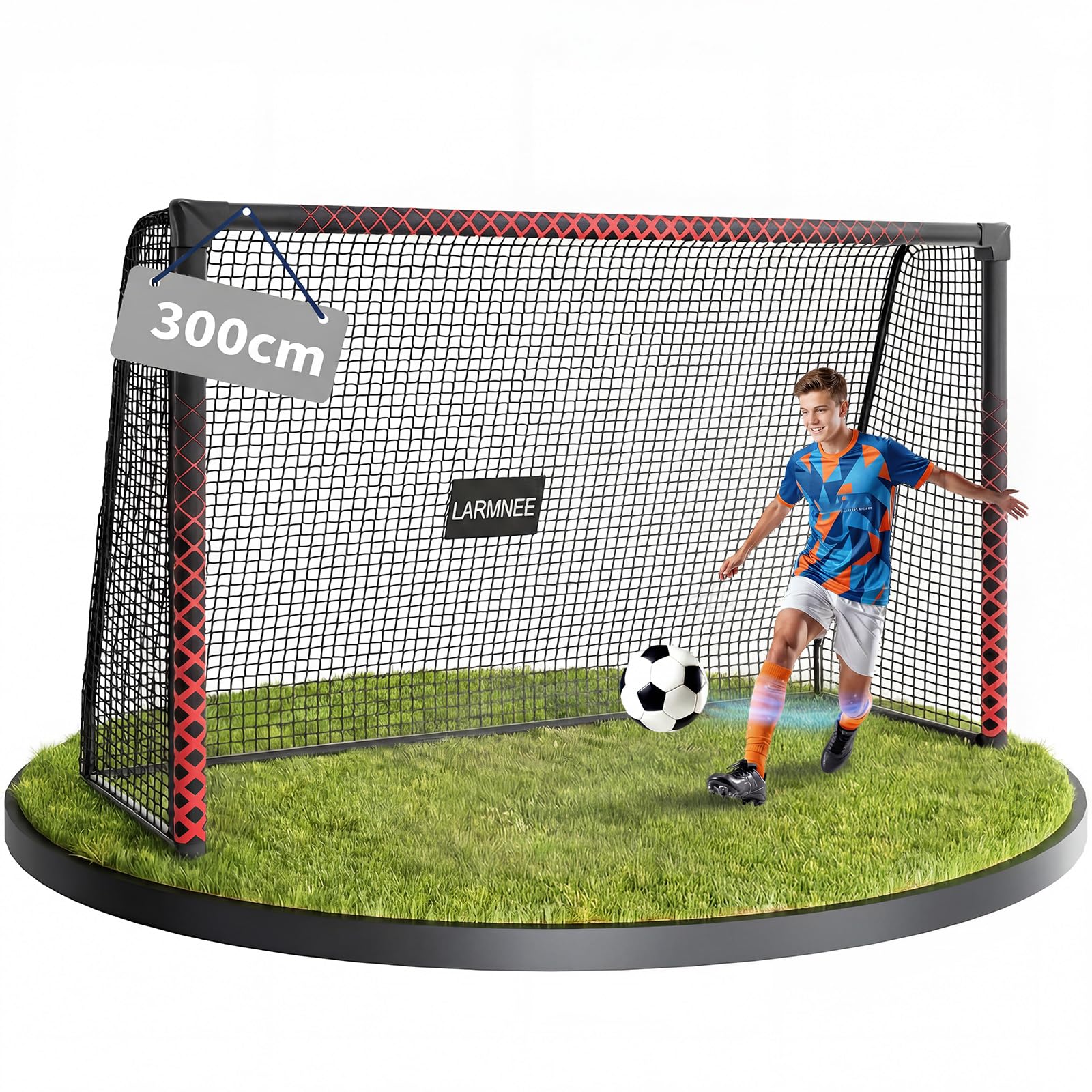 LARMNEE Portería de Fútbol Grande, Incluye Piquetas en U, con Protección de Espuma de Polietileno, para Exterior, Jardín y Campo de Juego
