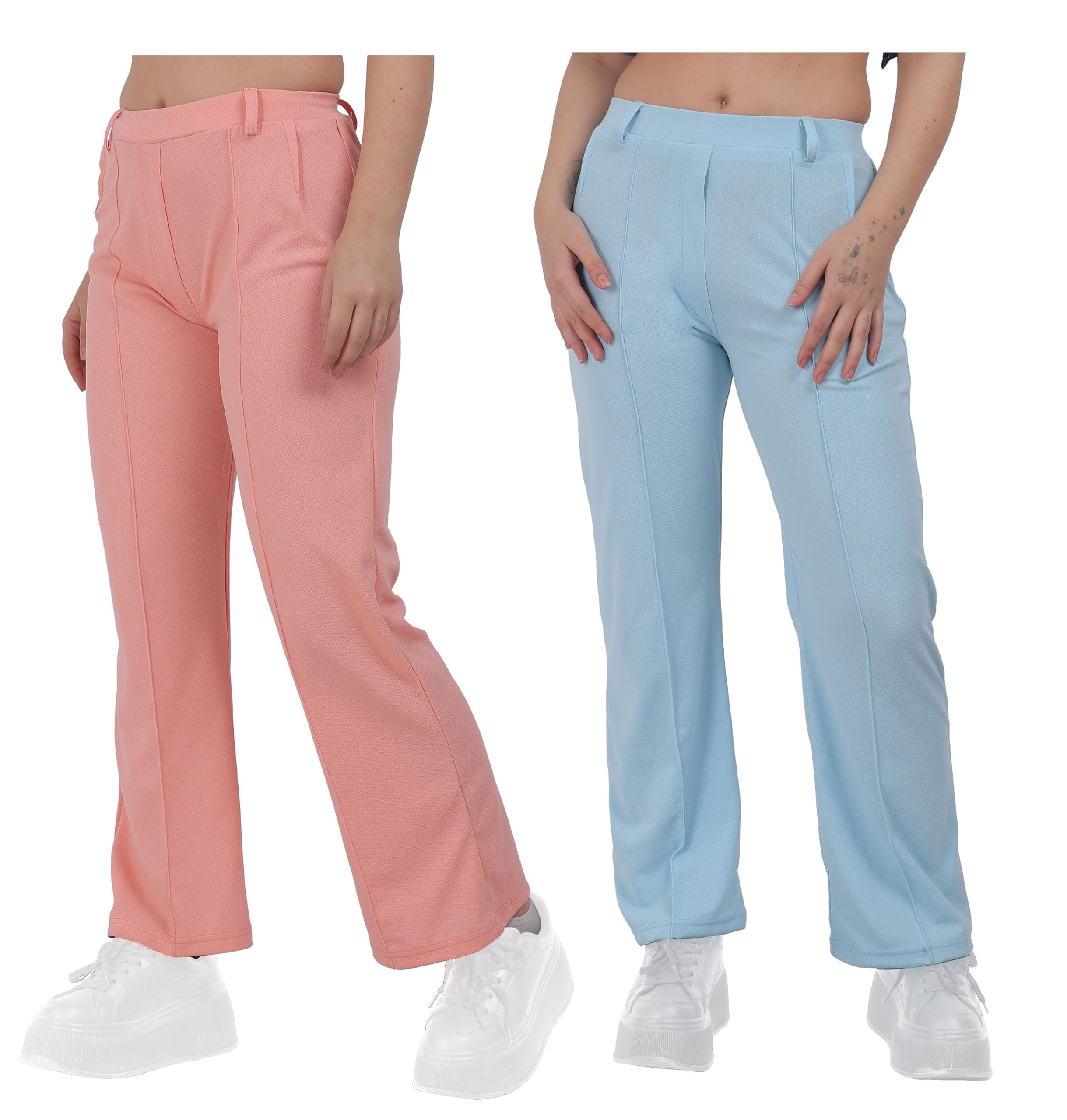 STARLATH Girls Mid Rise Pants And Trousers For Daily Routine Multicolors Pants, Soft Lycra Stretchable Active Pant For Y