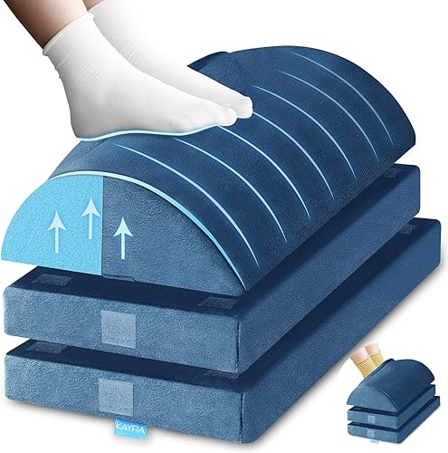 Miniatura 9 de Reposapiés XXL (20 pulgadas) para debajo del escritorio en el trabajo con 3 alturas ajustables, taburete con espuma de carbón de bambú, reposapiés