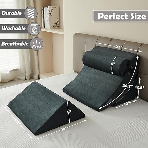 Miniatura 6 de Ganaver 4 almohadas de cuña para dormir, almohadas ortopédicas de cuña para después de la cirugía, almohada triangular de espuma para sentarse en la