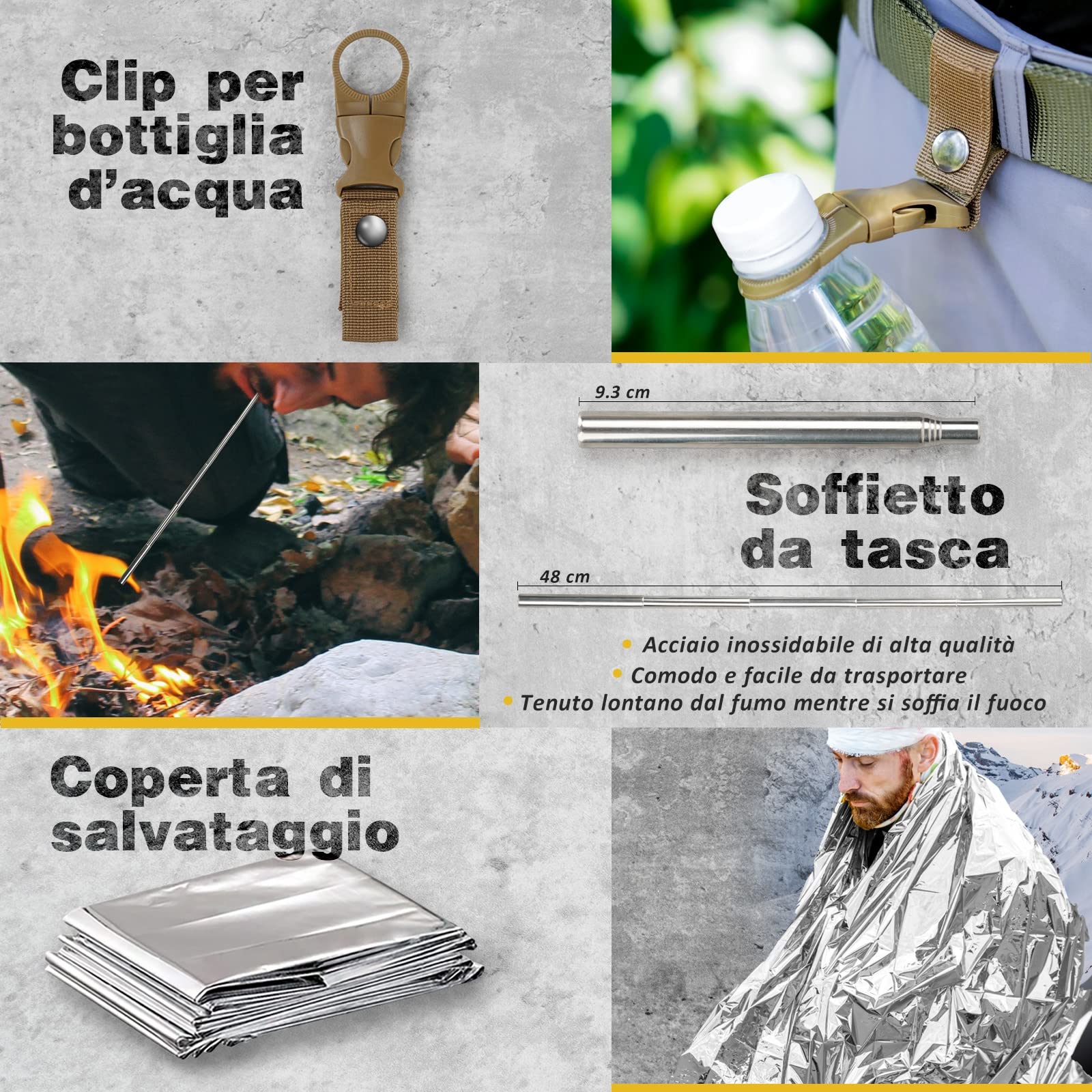 Kit Sopravvivenza Uomo Regalo di San Valentino per Lui - Professionale Kit di Sopravvivenza Survival Accessori per Gli Sport All'aperto, Campeggio, Alpinismo, Idee Regalo Uomo Originali Compleanno