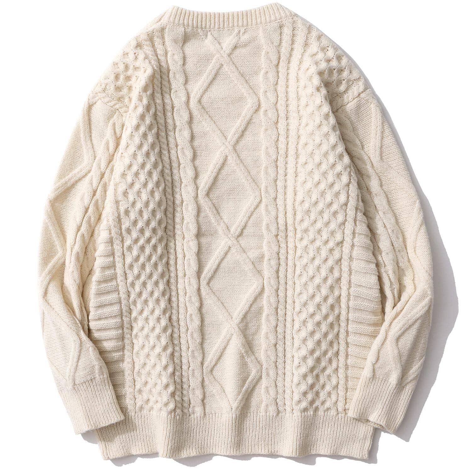 Aelfric Eden Męski sweter Aran Fairisle z dzianiny kablowej sweter z długim rękawem okrągły dekolt oversize sweter vintage sweter sweter sweter