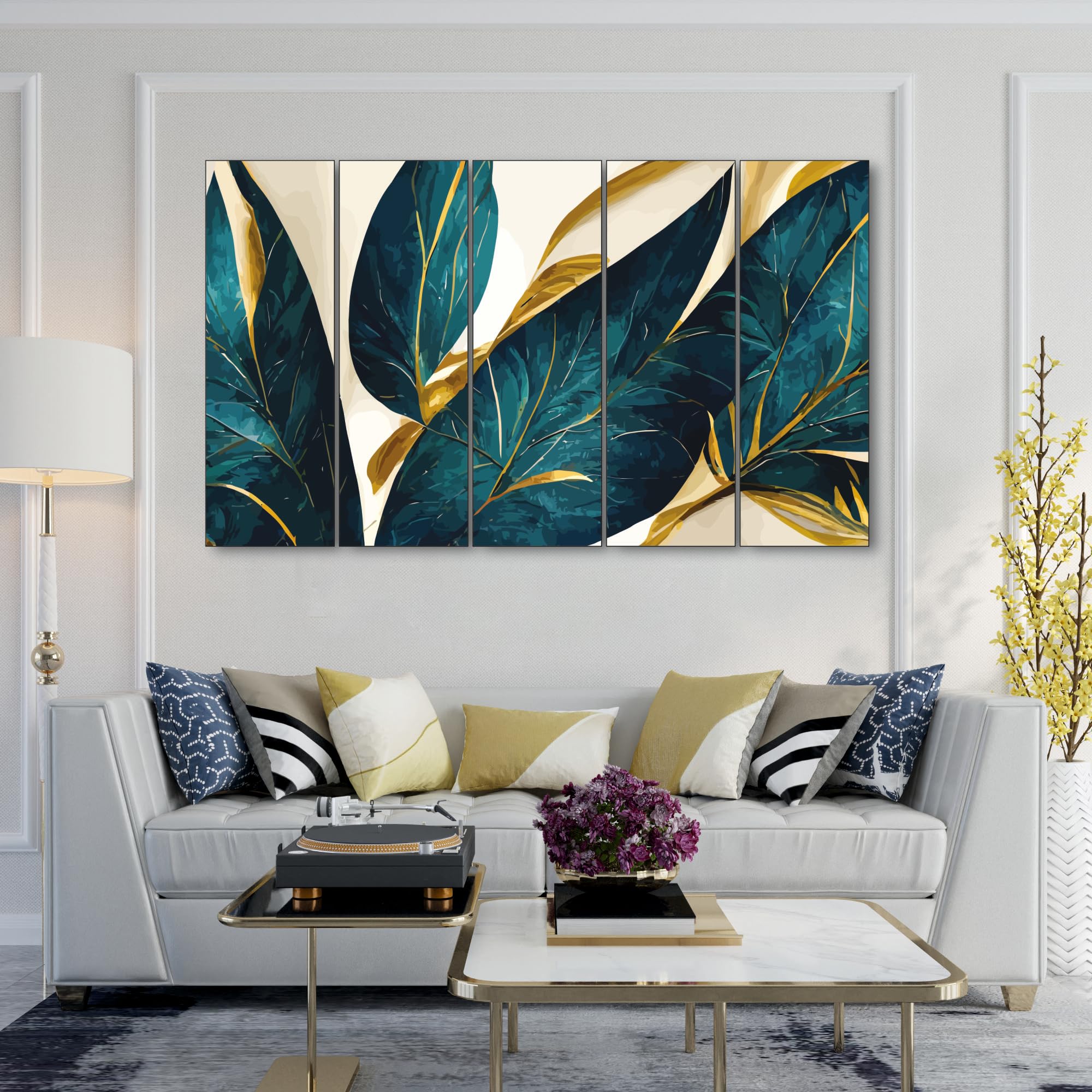 The Castle Decor- flowers painting with frame 5 Big Size (27x48
