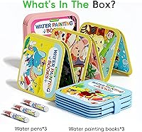 Vista 7 de Libro de Pintura Reutilizable con Agua de Timetome para Niños - Pack de 3 Libros de Acuarela Mágicos con Bolígrafo de Agua con Temas de Cuentos