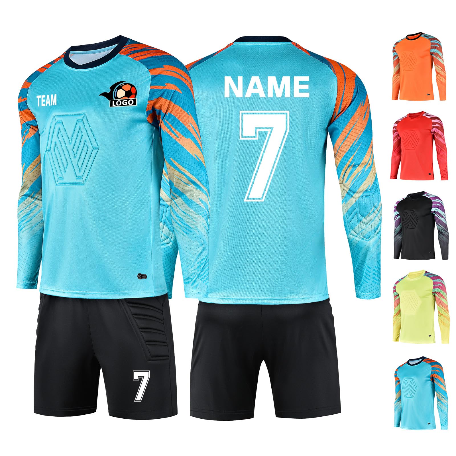 Laifu Unisex Blue With Shorts Personalised Football Goalkeeper Shirts And Trousers Custom Goalkeeper Kit For Men Women Kids With Name Team Number
