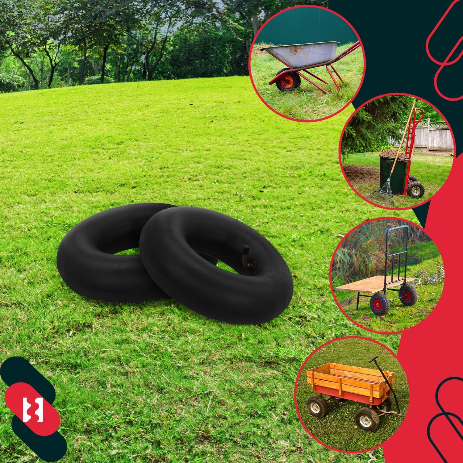 KOTARBAU Schlauch Für Sackkarre 4.00-8 – ⌀35 Cm, Gerades Ventil – Ersatzschlauch Für Schubkarren, Anhänger & Gartenwagen – Gummi, Schwarz