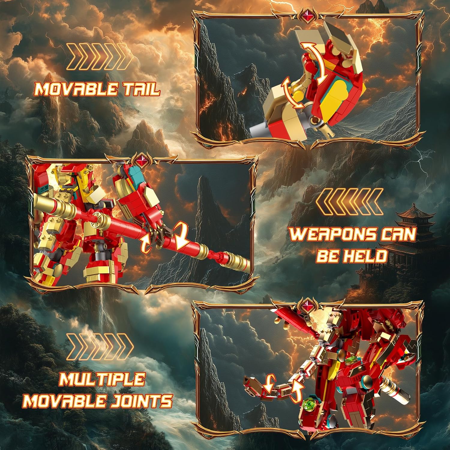 NUTCRACKER Monkey King Mech Building Set for Adult - Cool Action Figure Wukong Mech Toy Block Set, Monkie Kid Collection Display Model, Valentine's Day Gift for Boys Girls (1393Pieces