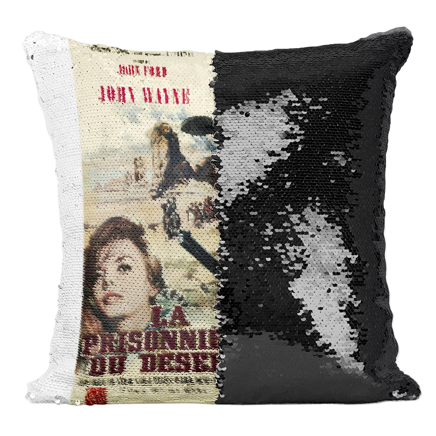 Coussin Sequin Noir la Prisonnière du Désert Vintage