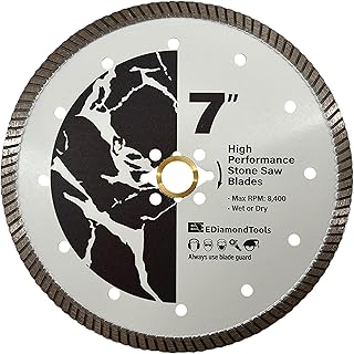7" High Performance Diamond Saw Blades for Granite, Quartz, and Other Engineered Stones, 7/8"-5/8" Arbor