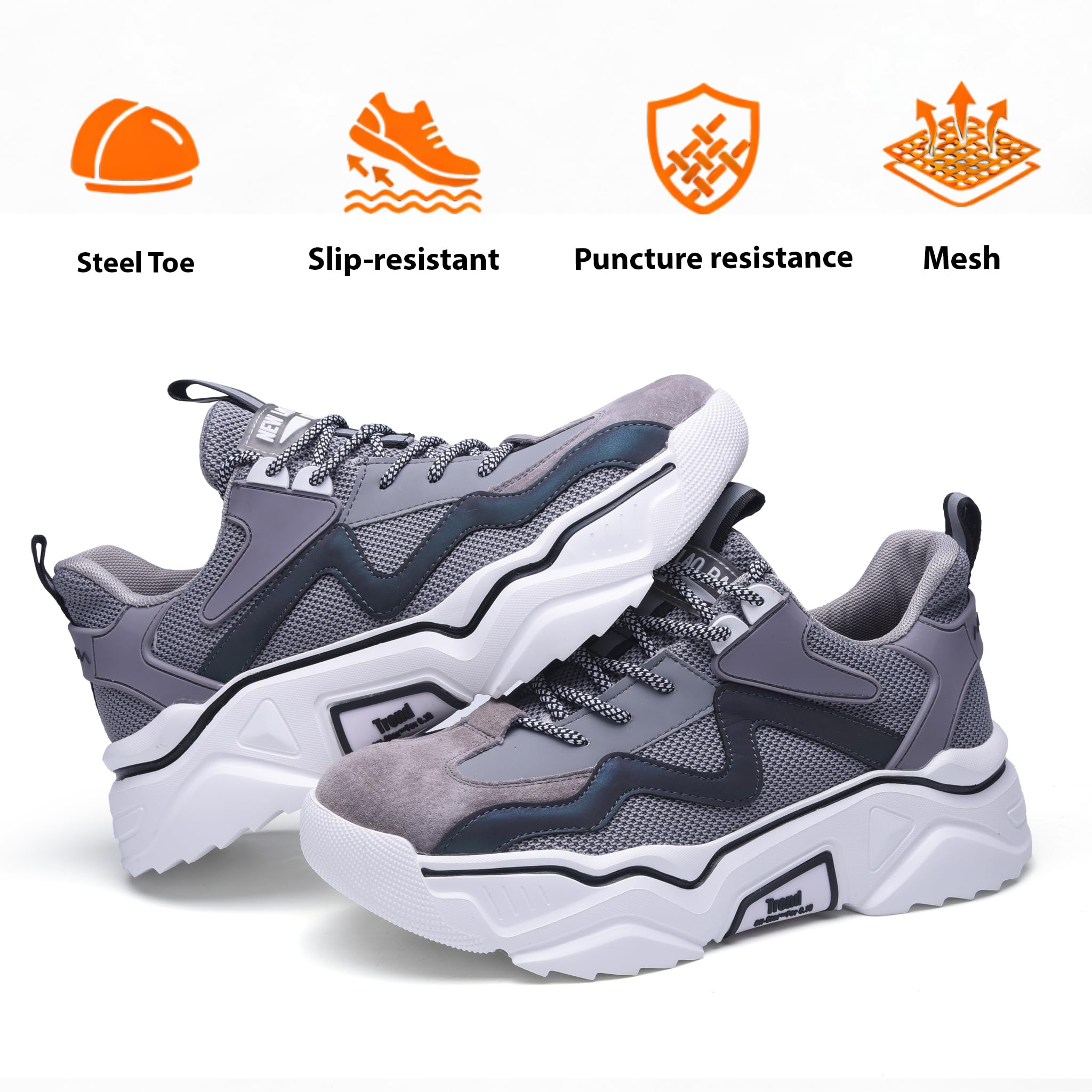 Safety Shoes Women Light Work Shoes Men Zapatos de Gorra de Acero Deportivo respirando Zapatos Protectores Activos con Zapatillas de Deporte de Tapa de Acero