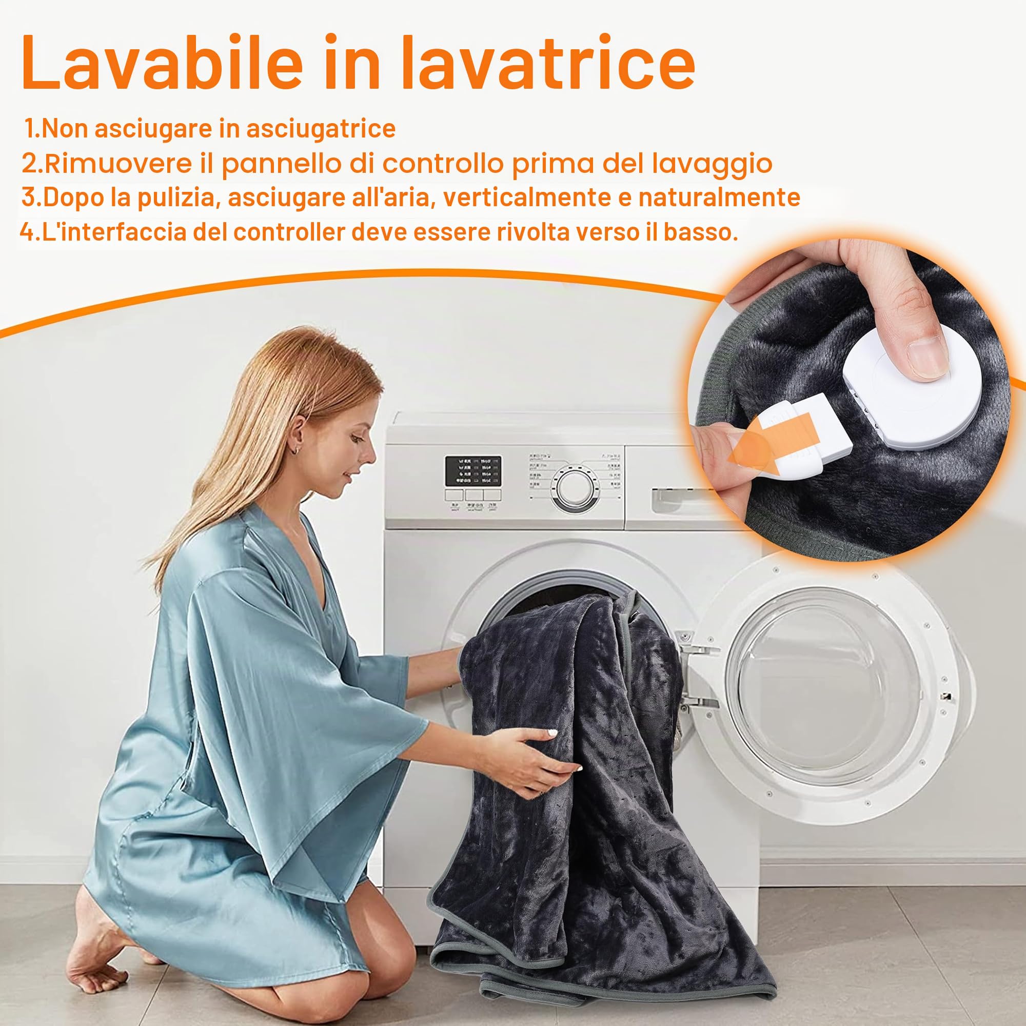 Coperta Elettrica in Flanella Morbida, Protezione da Surriscaldamento, Plaid Riscaldante Lavabile in Lavatrice con Timer 12 Ore e 6 Livelli di Calore(Grigio scuro, 160×120cm)