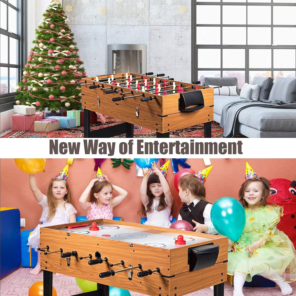 Mayjooy 48" Foosball Table, 3-in-1 Multi Game Table w/Football, Billiards & Push Hockey, Competition Sized Combo Table for Home/Game Room/Bar/Party/Club, Pool Table, Arcade Table for Kids Adult