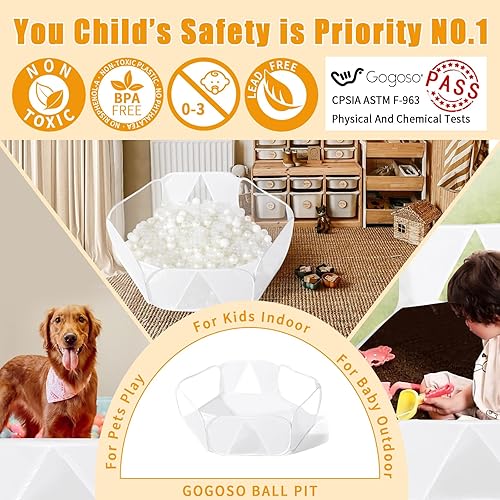 Miniatura 3 de GOGOSO Bolitas para niños, gran tienda de campaña desplegable con bolsa de almacenamiento con cremallera para bebés, niñas, niños, gatos, perros,