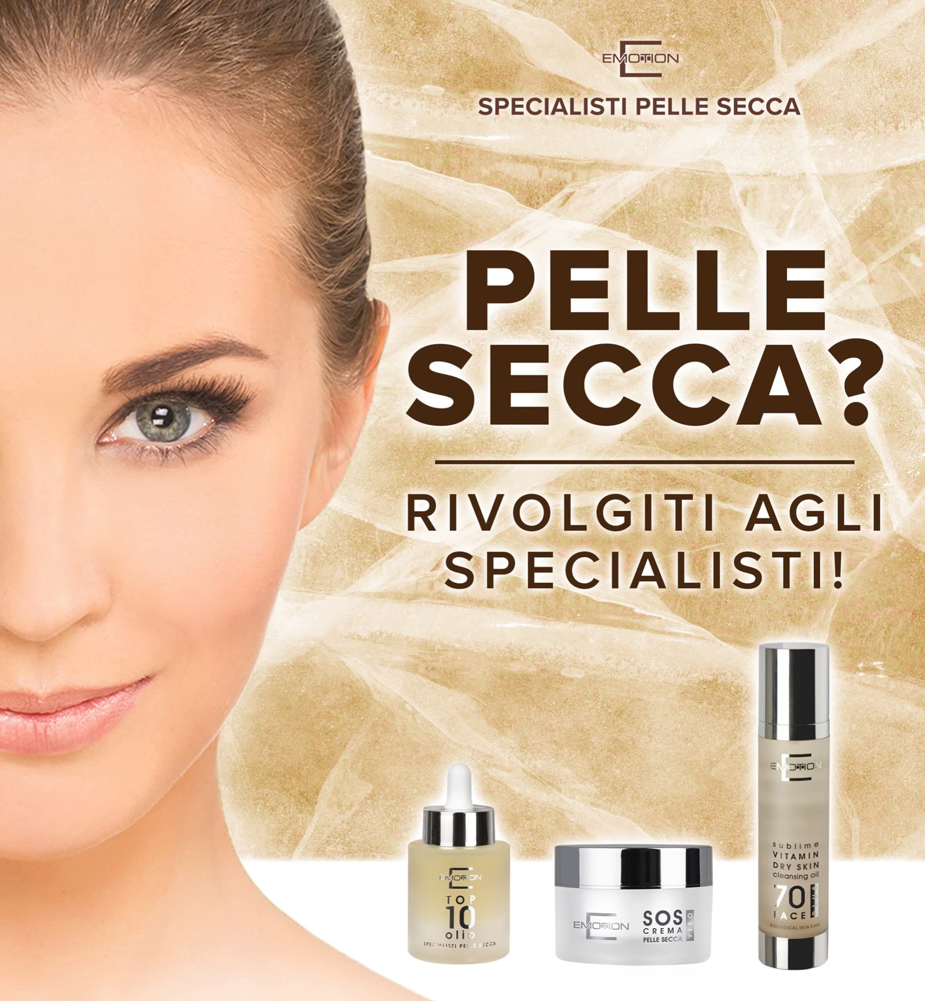 Olio Detergente VITAMIN 70 struccante viso levigante per pelle secca disidratata, ruvida o matura. Non lascia untuosità. Formula biologica.
