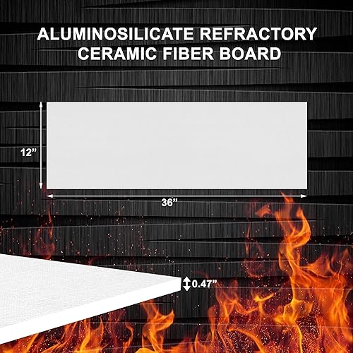 Miniatura 2 de Aislamiento de tablero de fibra de cerámica (2300F) (0.47 x 12 x 36 pulgadas), paquete de tablero de aislamiento térmico individual de fibra de