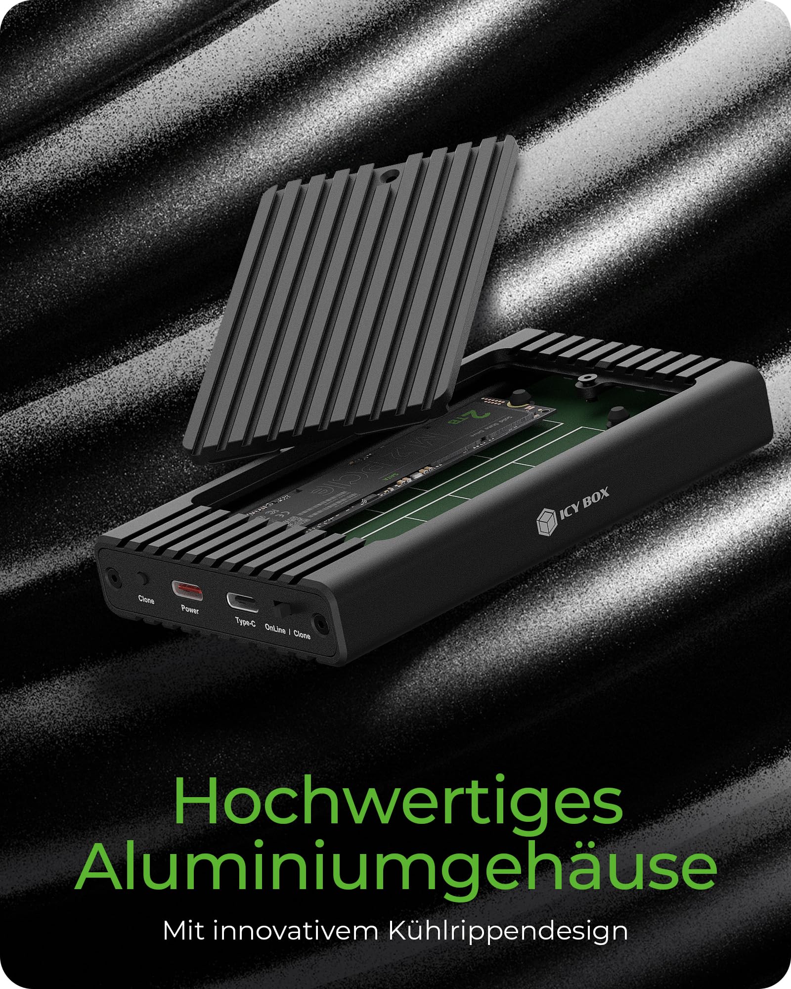 ICY Box M.2 NVMe SSD Docking Station USB 3.2 Gen 2 (10 Gbit/s), NVMe Klonstation & Lesegerät, Extern, Adapter, USB-C & USB-A, IB-2817MCL-C31