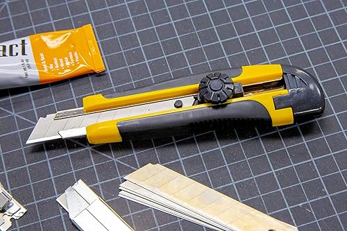 Miniatura 2 de BAZIC - Cortador de caja de cuchillos utilitarios, cuchilla más ancha de 0.71 pulgadas (0.709 in), agarre de goma retráctil resistente para cajas de