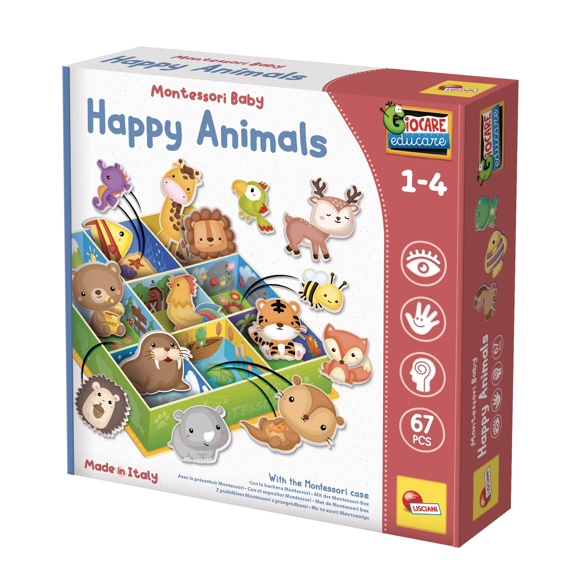 Liscianigiochi Montessori Baby Tableau d'Affichage des Animaux-​Jeu educatif pour Enfants à partir de 2 ans-​92772, 92772, Non Applicable